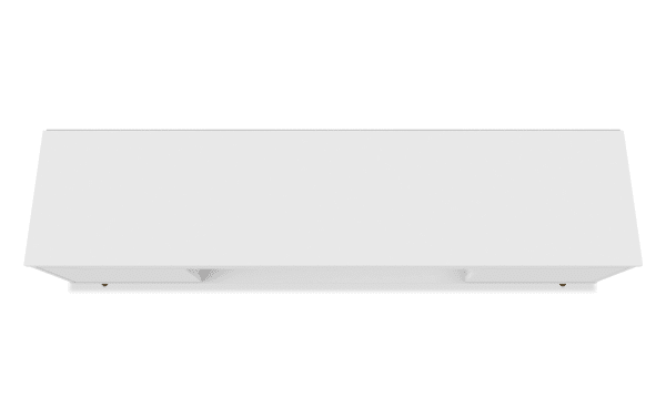 Giulia 63'' White Storage TV Stand in Mid-Century Modern style, made of MDF and particle board with clean lines, two cabinets, and open cubbies.