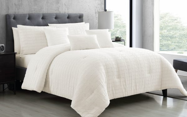 Lad King White Geometric 6 Piece Comforter Set
