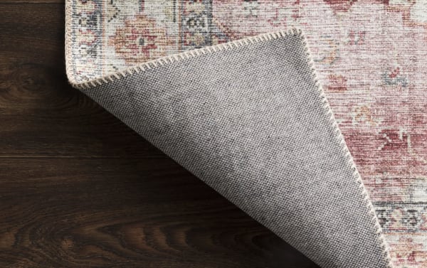 Traditional Lyudmila 8' x 10' Ivory Oriental Rug with multicolored berry, blush, gold, and charcoal tones, polyester fabric, power-loomed design
