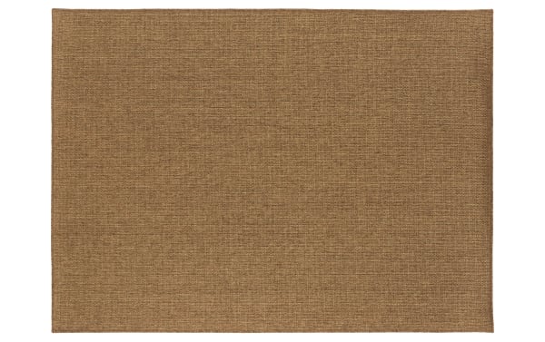 Saba 5' x 8' brown solid indoor/outdoor rug with rustic seagrass texture, made of durable polypropylene for versatile use.