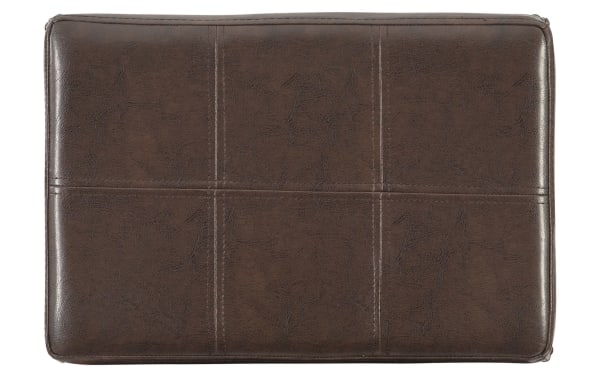 Ryann Brown Faux Leather Backless Upholstered Bar Height Stool seat in dark brown polyurethane with double-needle stitching and traditional style