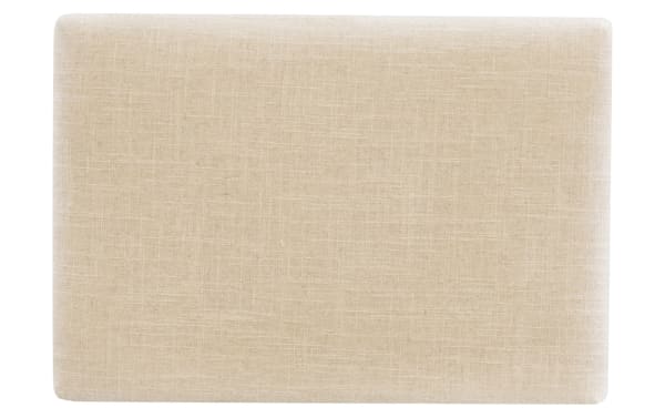 Beige linen fabric backless bar height stool from Ryann collection, featuring traditional style upholstery with rubberwood frame and bronze nailhead trim.