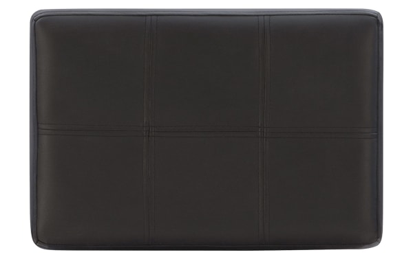 Ryann Black Faux Leather Backless Upholstered Counter Height Stool seat with black polyurethane upholstery, double needle stitching, and nailhead trim.