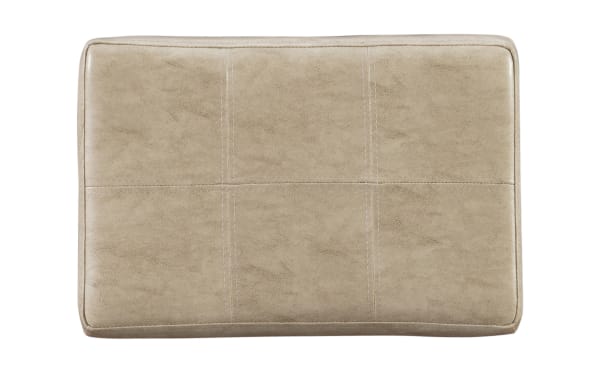 Beige faux leather seat cushion with double needle stitching, part of the Cielo Transitional backless counter stool upholstery.