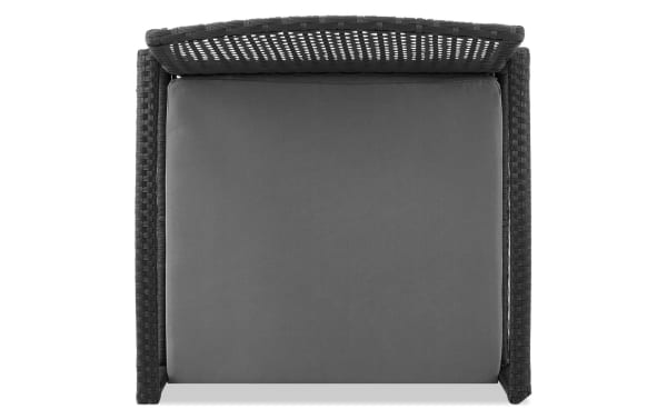 Top view of Dianta 4 Piece Gray Outdoor Conversation Set chair with gray polyester cushions, iron and steel frame, transitional style patio furniture.