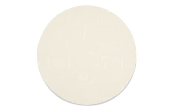 Bob's 5' Round Beige Magic Rug Pad in transitional style, made of cushioned polyester fabric to protect floors and keep rugs in place.