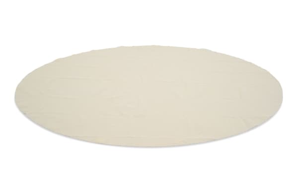 Beige 5-foot round Magic Rug Pad by Bob's, made of cushioned polyester fabric in a transitional style to protect floors and secure rugs.