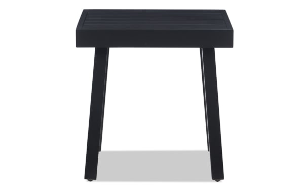 Suvi Black Aluminum Outdoor Side Table from Suvi Outdoor collection, transitional style, lightweight rust-resistant aluminum with black powder-coated finish.