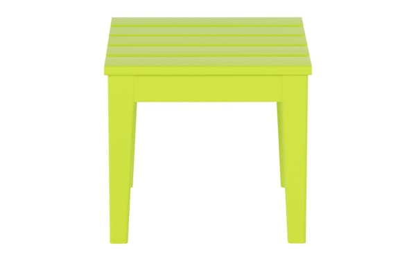 Transitional Aalto Lime Green Outdoor Side Table made of high-density plastic with slatted top, lightweight for poolside or balcony use.