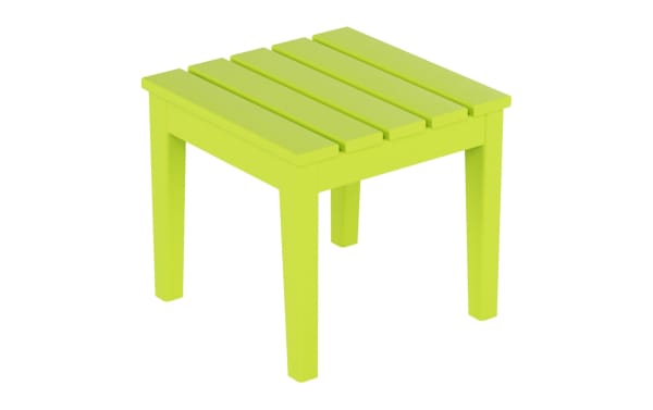 Aalto Lime Green Outdoor Side Table in transitional style, made of lightweight high-density plastic with slatted top, ideal for poolside or balcony use.