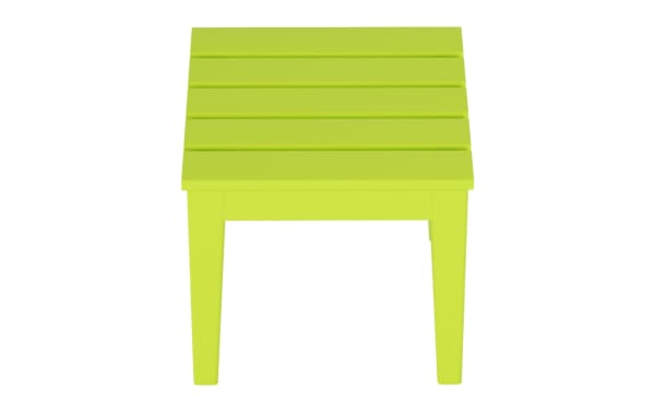 Transitional Aalto Lime Green Outdoor Side Table made of high-density plastic, featuring a slatted top and lightweight design for easy poolside or balcony use.