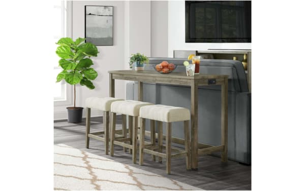 Patton 4 Piece Brown Upholstered Power Sofa Table Set