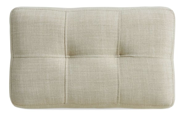 Beige fabric upholstered sofa table stool from Patton 4 Piece Brown Upholstered Sofa Table Set, featuring transitional style and soft foam padding.