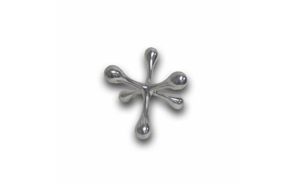5'' Ozi Silver Decorative Jack made of polished metal, featuring a transitional style with smooth, rounded arms for versatile home décor accents.