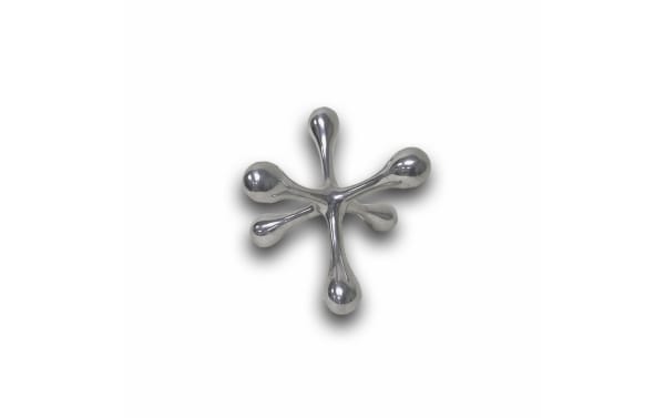 5'' Ozi Silver Decorative Jack in transitional style, crafted from polished metal with smooth rounded ends, ideal for modern home décor accents.