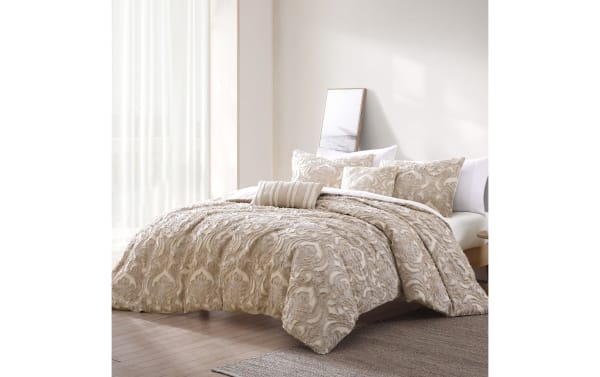 Millie Queen Latte Medallion 5 Piece Comforter Set