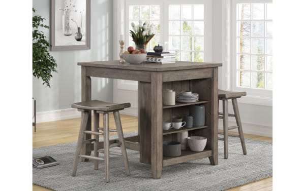 Transitional Davison Weathered Gray backless counter height stools set of 2 with contoured seats, made of durable rubberwood solids, ideal for kitchen counters.