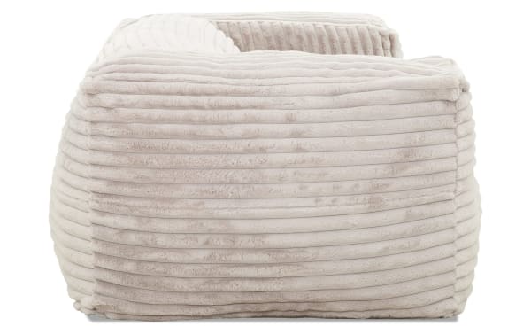 Taupe cream Sofia 71'' beanbag sofa with plush, ribbed polyester fabric upholstery, foam filling, and a transitional style for versatile comfort.