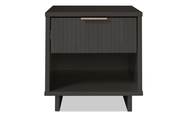 Ascias Charcoal Nightstand with Drawer