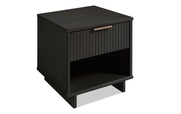 Ascias Charcoal Nightstand with Drawer