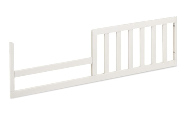 Ollie White Toddler Bed Conversion Rail in transitional style, made of white pine solids and laminated veneer lumber wood.