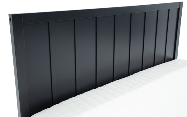 Ollie Navy Full Size Bed Conversion Rails in navy pine solids with laminated veneer lumber, part of the transitional Ollie collection, designed to convert a 4-in-1 crib to a full bed.