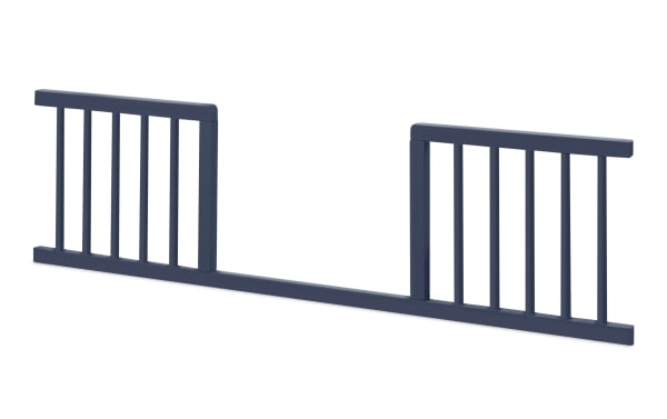 Navy wood Avery/Primrose toddler conversion rail with transitional style, designed to convert convertible cribs into toddler beds for safety.