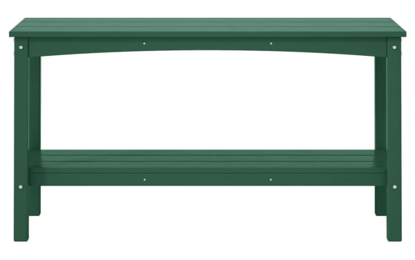 Paloma Green Outdoor Console Table from Paloma collection, traditional style, made of durable UV-resistant high-density polyethylene plastic with two shelves.