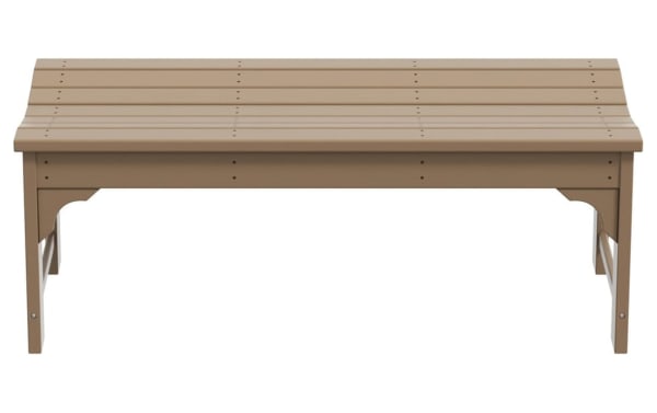 Paloma Distressed Brown Outdoor Bench, traditional style backless 48" bench made of durable, UV-resistant high density plastic, weatherproof and rot-resistant.