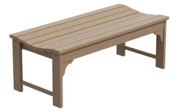 Paloma Distressed Brown Outdoor Bench from Paloma collection, traditional style, made of durable high-density polyethylene plastic, 48" backless design, UV resistant, weatherproof.