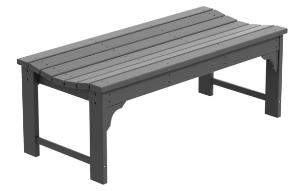 Paloma Gray Outdoor Bench from the Paloma collection, traditional style, made of durable gray high-density polyethylene plastic, 48" backless, UV resistant, weatherproof, ideal for outdoor porch seating.