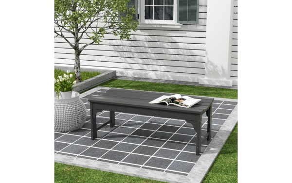 Paloma Gray Outdoor Bench from Paloma collection, traditional style, 48" backless high-density plastic, UV-resistant gray porch seating.