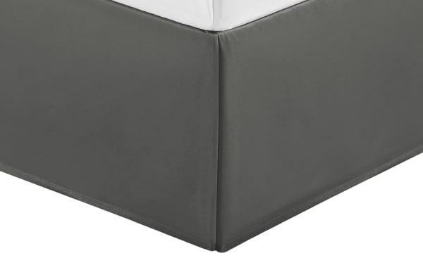 Charcoal gray velvet bed skirt from the Zoey Queen Charcoal Solid Velvet 7 Piece Comforter Set, featuring soft polyester fabric with a glam style.