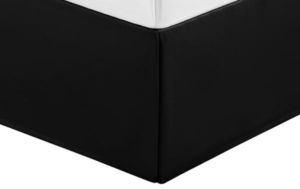 Black solid velvet bed skirt from the Zoey Queen 7 Piece Comforter Set, featuring smooth polyester fabric with a glam metallic crinkle velvet finish.