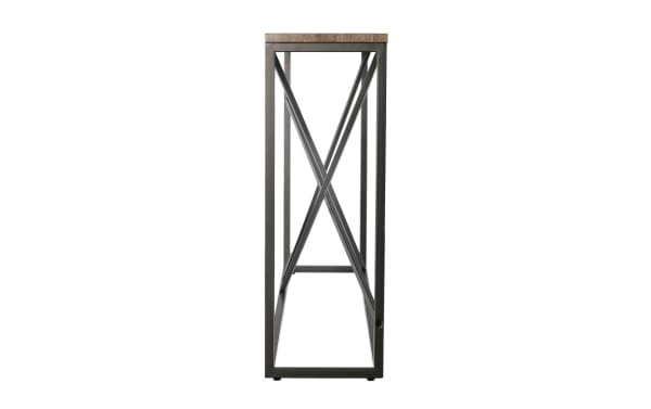Contemporary Alfie 52'' Gray Console Table with powder-coated iron frame, geometric design, and slim profile for space-saving style.