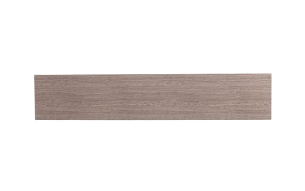 Alfie 52'' gray console table with narrow geometric design, powder coated iron frame, MDF and paper veneer top, contemporary style.