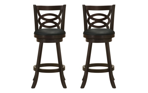 Payson Black & Brown Cross Back Bar Height Swivel Stool (Set of 2)