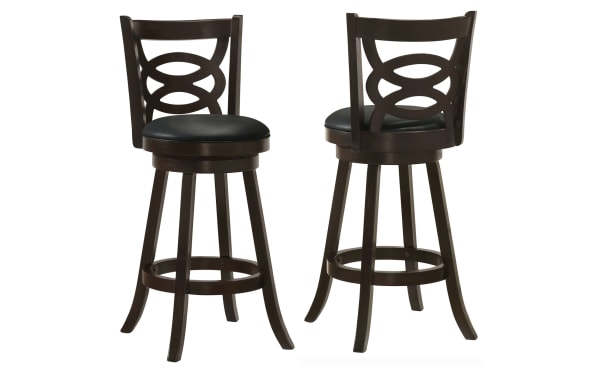 Payson Black & Brown Cross Back Bar Height Swivel Stool (Set of 2)