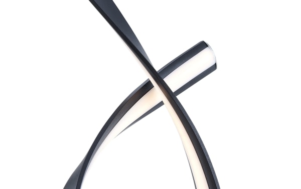 Cadiz Black LED Table Lamp with sleek black metal ribbon design and integrated LED lighting, ideal for contemporary modern home décor.