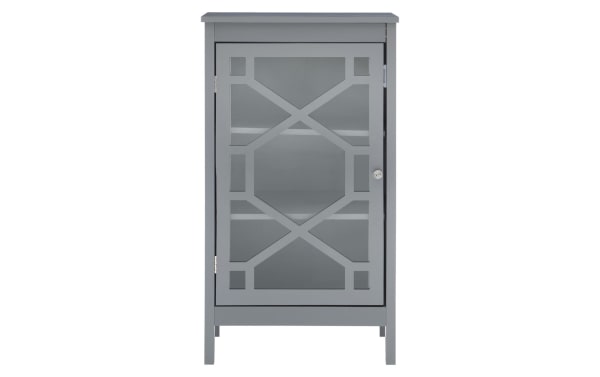 Frankie Gray Cabinet from the Frankie collection, a transitional style storage cabinet in gray MDF with glass pane door and three interior shelves.