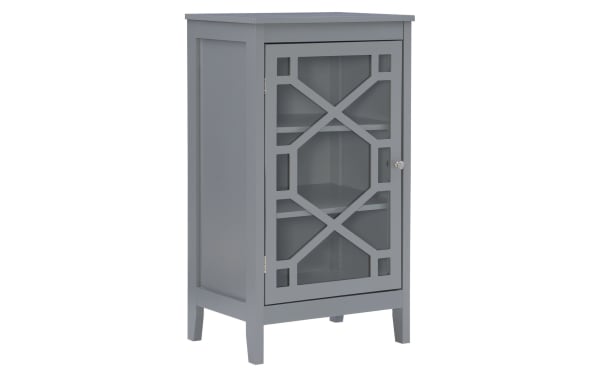 Frankie Gray Cabinet from the Frankie collection, a transitional style gray MDF and glass storage cabinet with a glass pane door and three interior shelves.