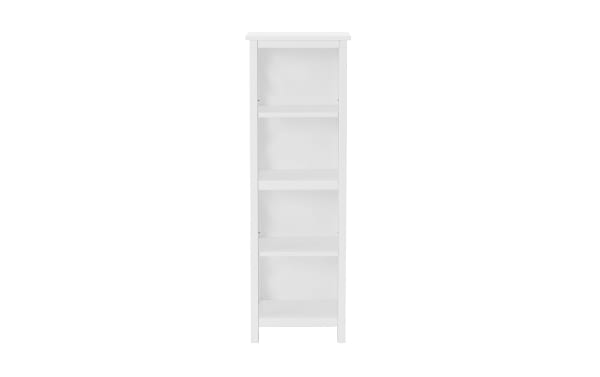 Thatcher 48'' white solid wood freestanding bathroom shelf with four open shelves, pine solids and MDF, transitional style.