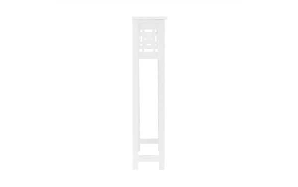 Austin 37'' white solid wood over-the-toilet bathroom shelf with pine solids and MDF, featuring transitional style and decorative gridwork detail.