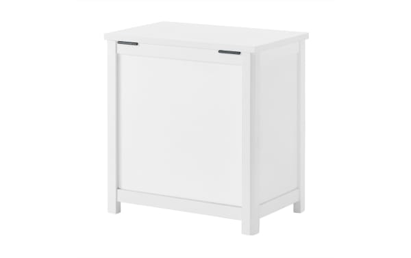 Austin White Solid Wood Hamper from Austin collection, transitional style, pine solids and MDF, with a white lift-top lid to conceal laundry.