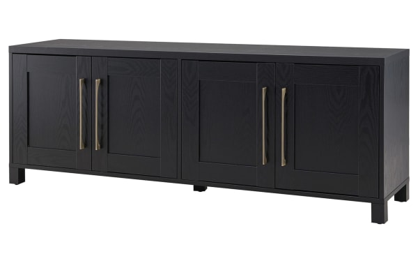 Zion 68'' Black Storage TV Stand from Zion collection, transitional style MDF frame with four cabinet doors and metal handles, fits TVs up to 65".