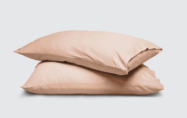 MyBob's King Blush Cozy Cotton 2 Piece Pillowcase Set in soft blush pink, traditional style, made from breathable 100% long-staple cotton with antimicrobial protection.