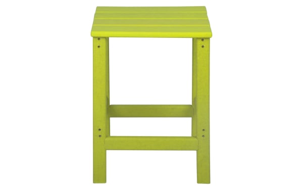 Paloma Lime Green Outdoor Adirondack Side Table in high density plastic, transitional style, perfect for patio use with a vibrant lime green finish.