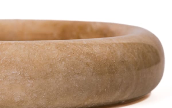 10'' Elix Light Brown round marble tray in polished onyx finish, contemporary style catch-all for keys, jewelry, and essentials.