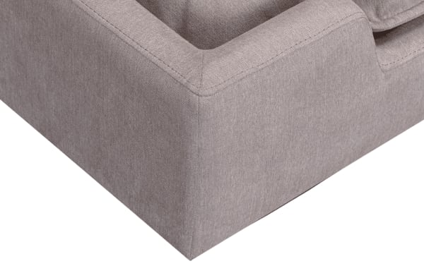 Gray Cuddle Cloud pet bed corner with transitional style, performance fabric upholstery, and clean stitched lines on pine solids and plywood frame