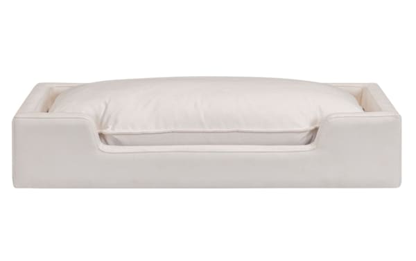 Cuddle Cloud Natural pet bed in brown transitional style with pine solids, plywood frame, and soft performance fabric upholstery for pets.